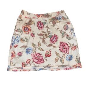 Vintage Liz Claiborne LizWear Women's Sz 4 Floral Skirt 100% Cotton 17" 00s Y2K